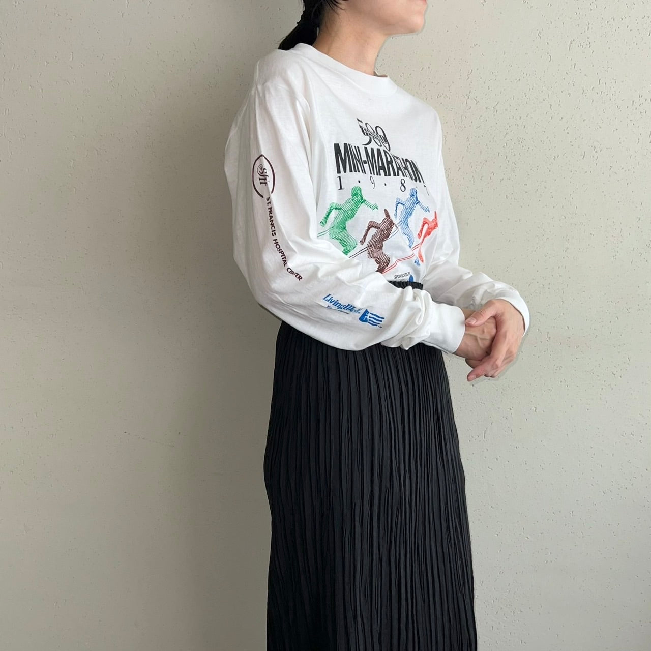 80s Printed Long Sleeves T-shirt Made in USA