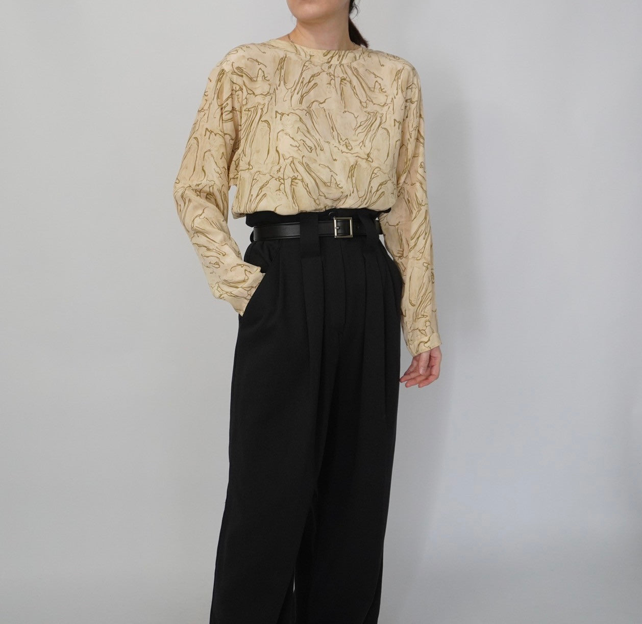 80s Silk Pattern Blouse