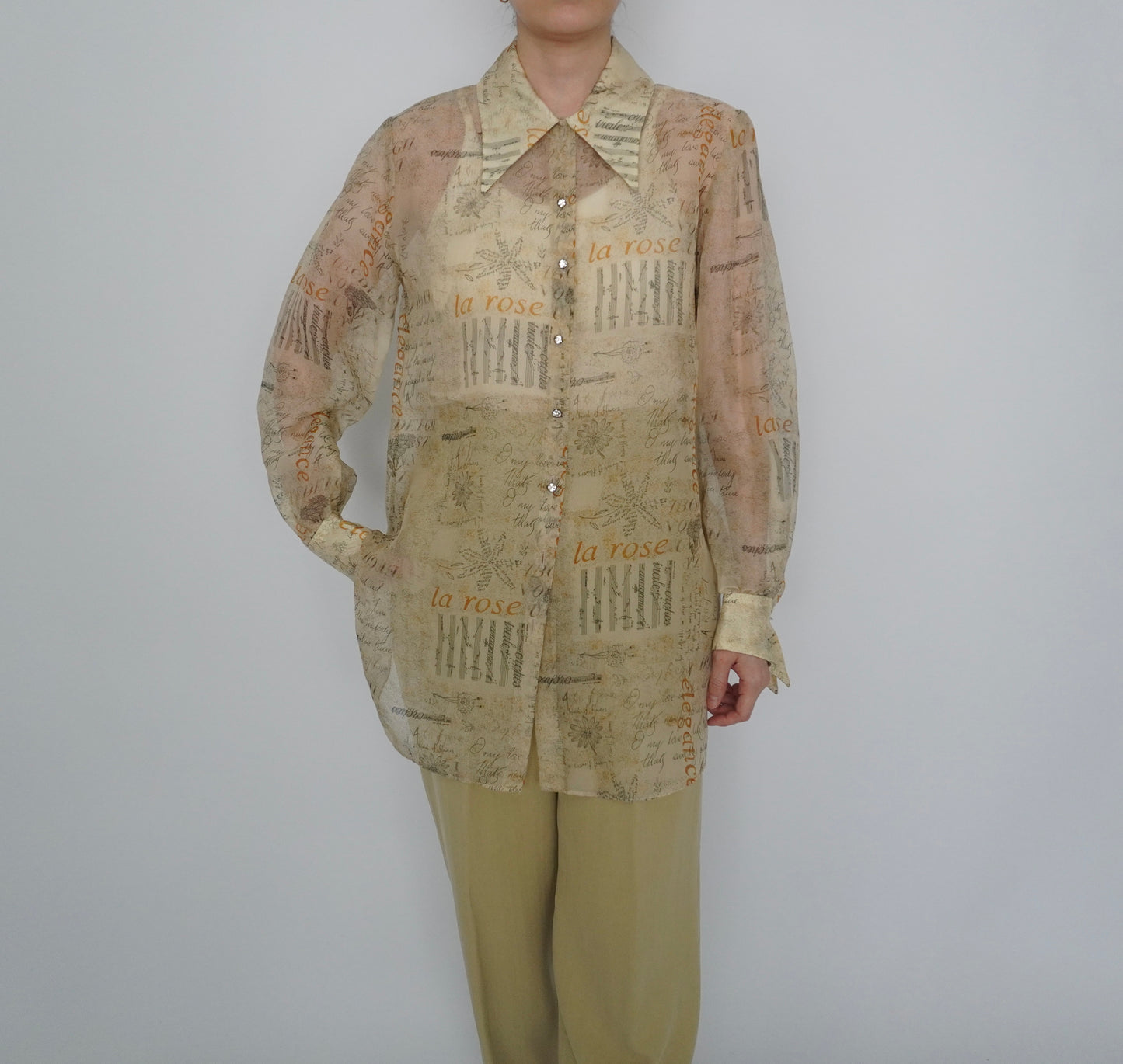 90s Sheer Printed Shirt