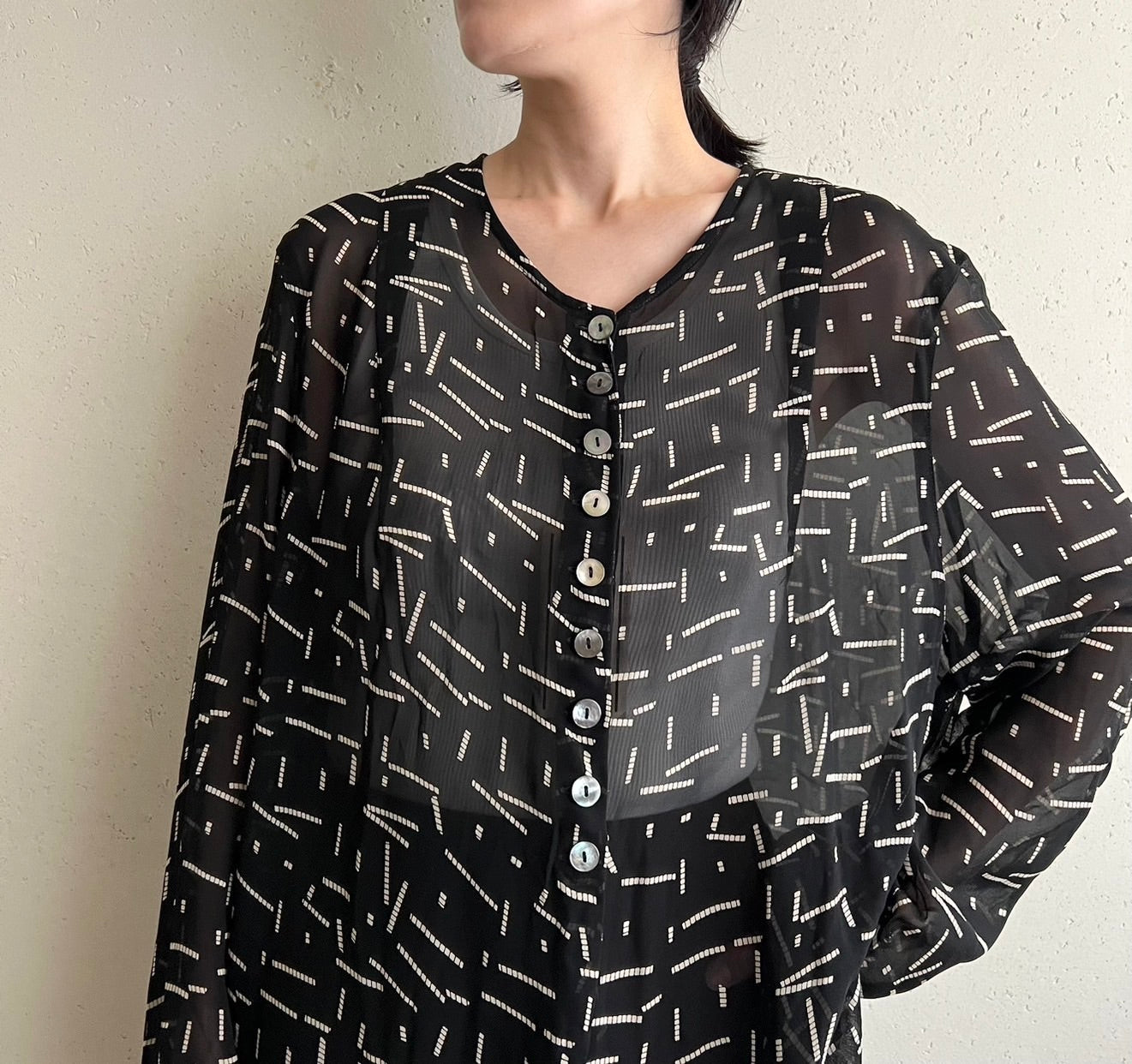 90s EURO Sheer Printed Shirt Dead Stock