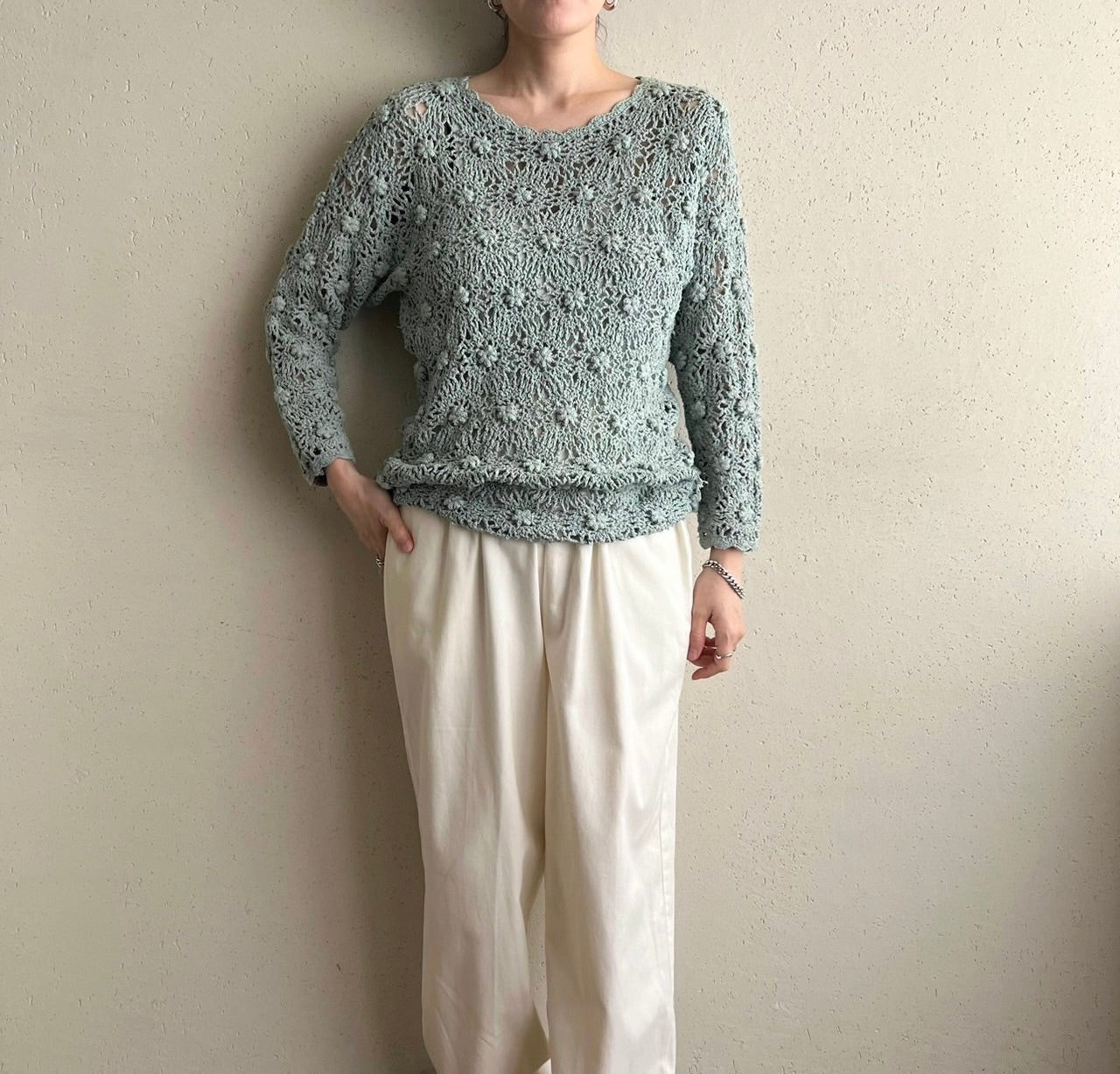 90s Silk Crochet Top