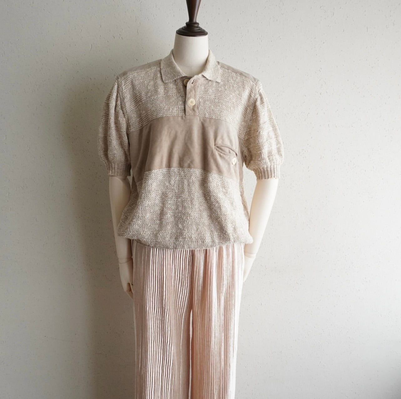 80s EURO Linen Cotton Knit Top