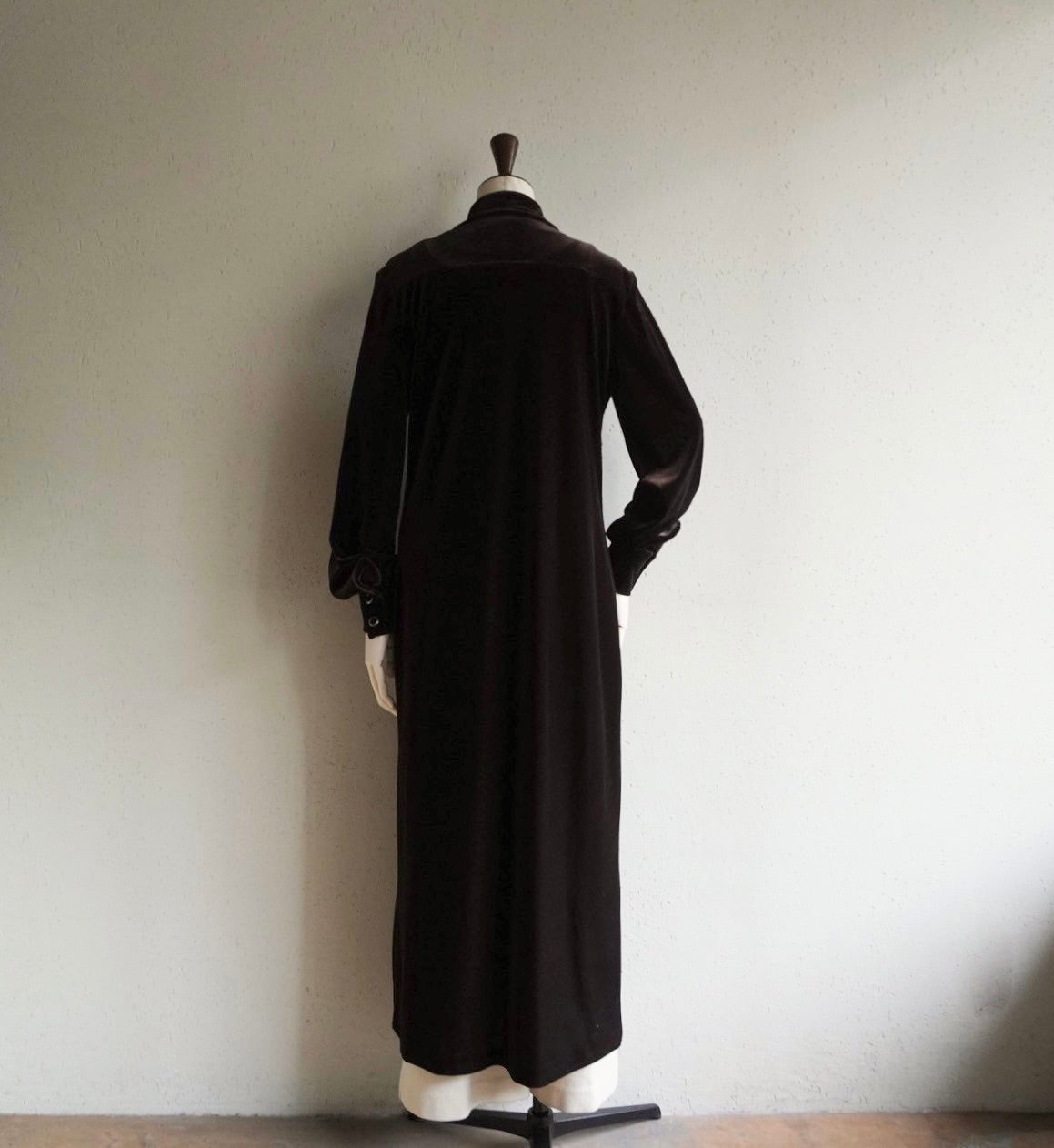 90s Brown Velor Maxi Dress Made in USA