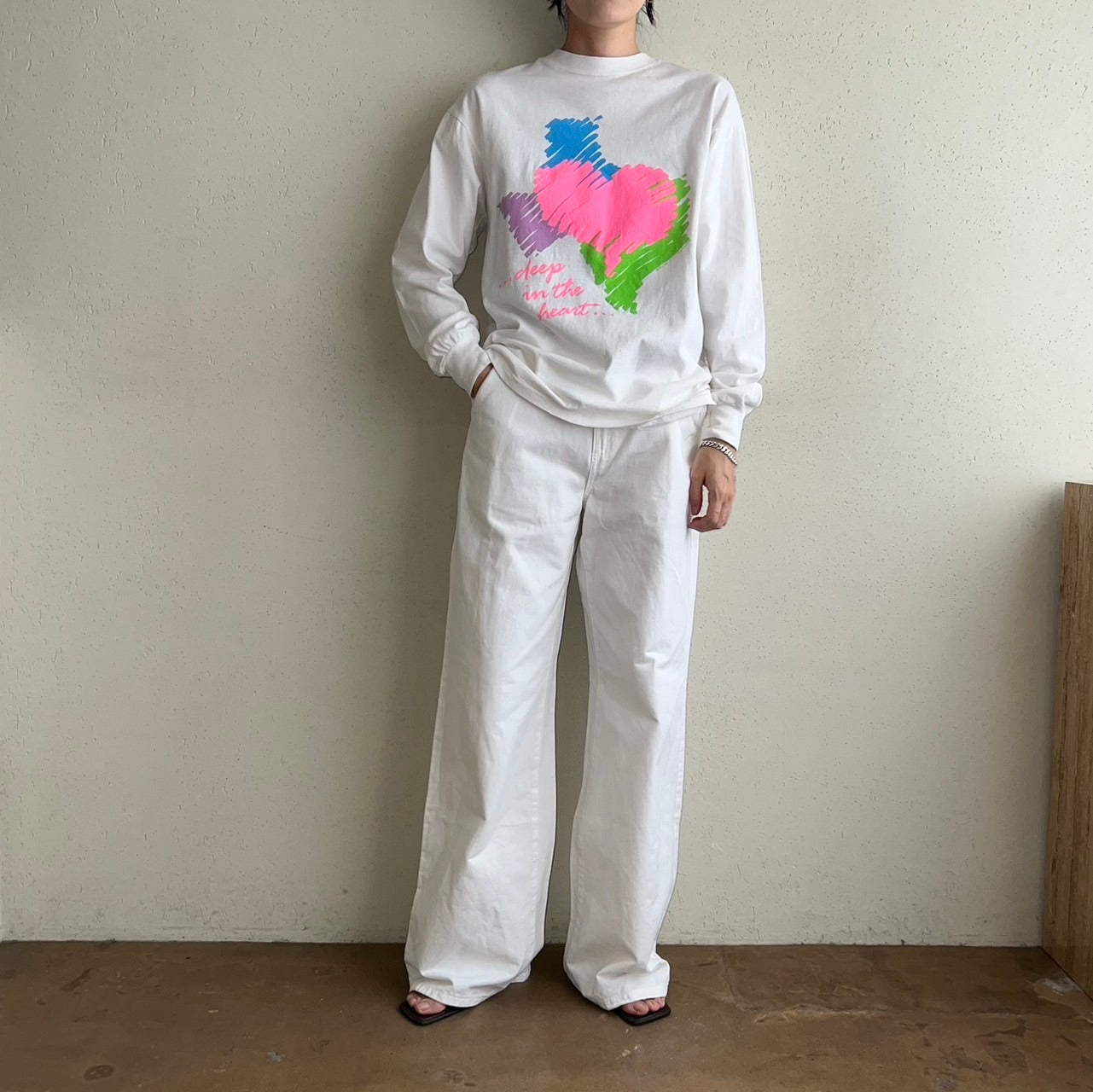 80s Printed Long Sleeves T-shirt Made in USA