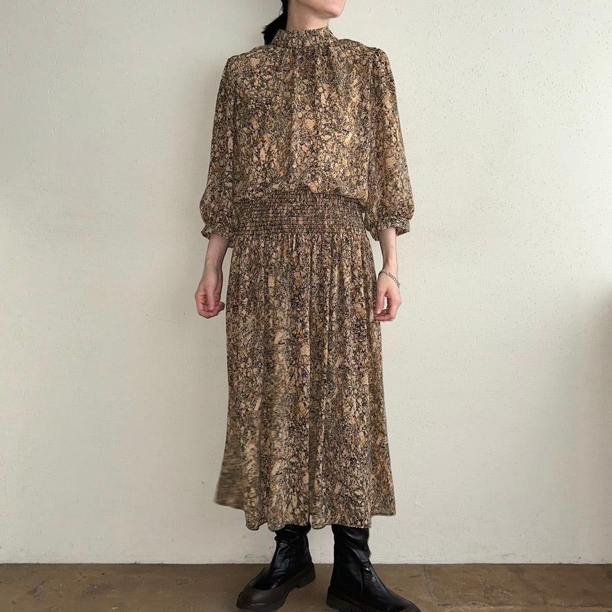 80s Printed Dress Made in USA