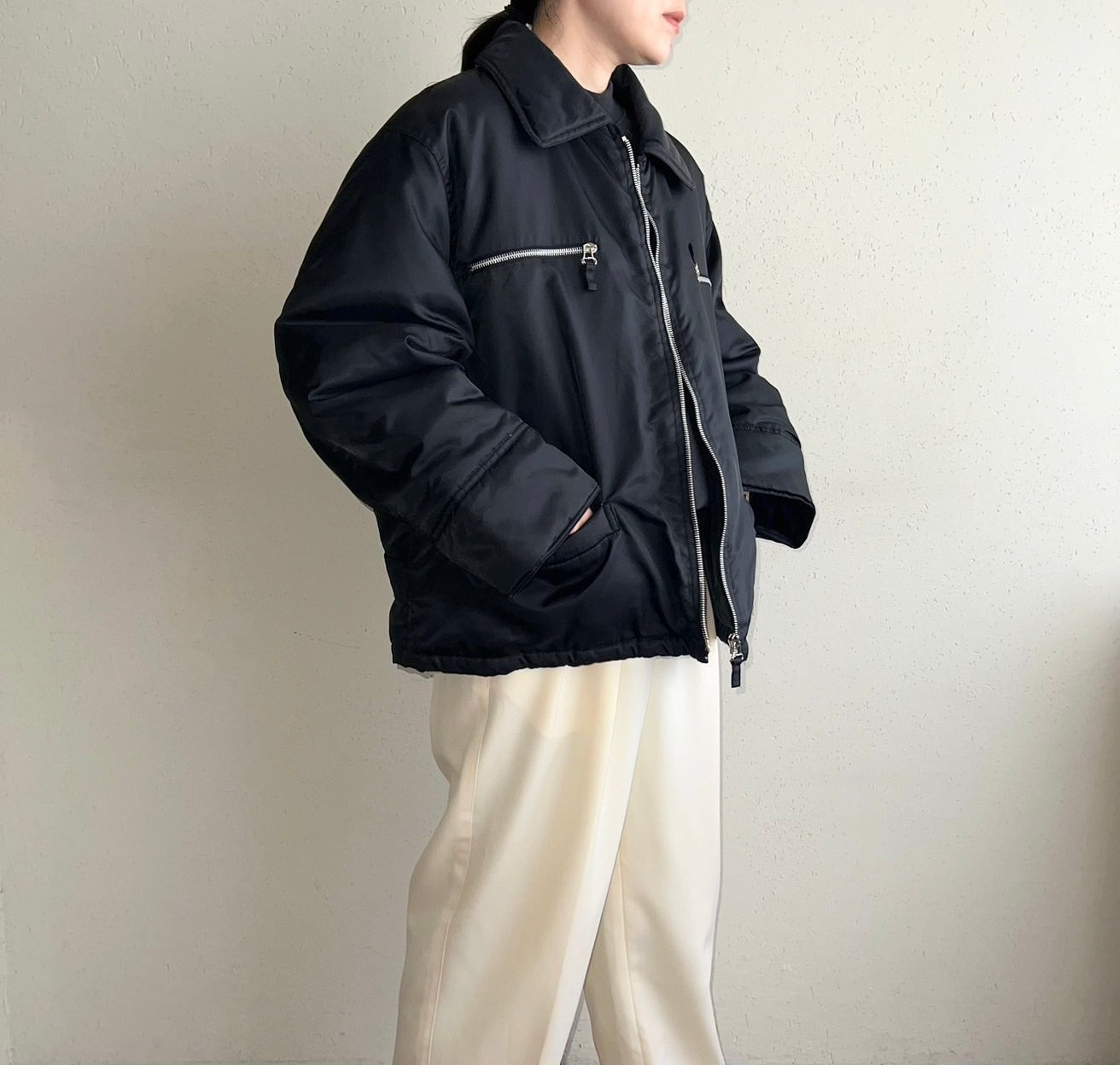 90s Black Nylon Jacket Made in Italy