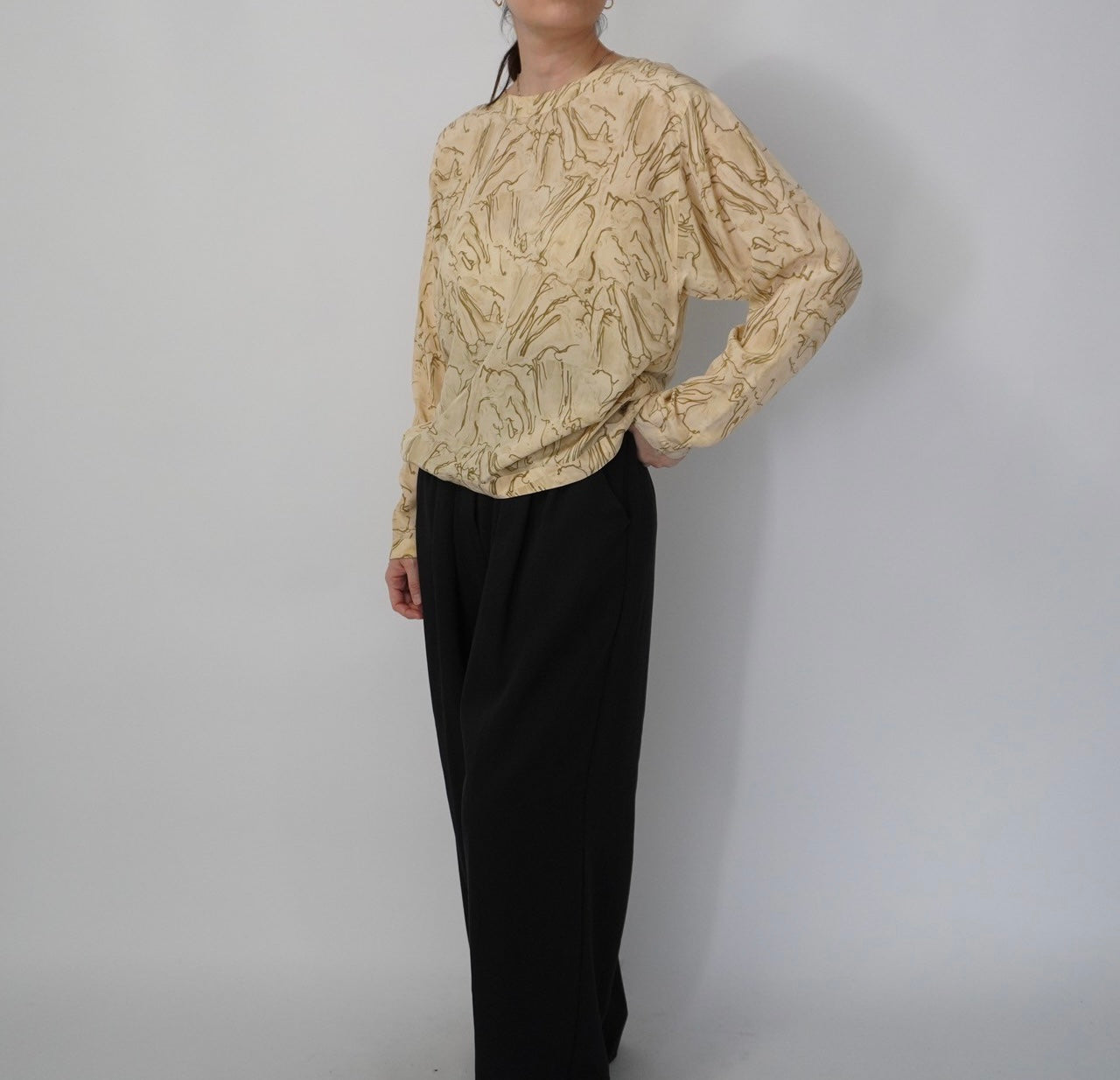 80s Silk Pattern Blouse