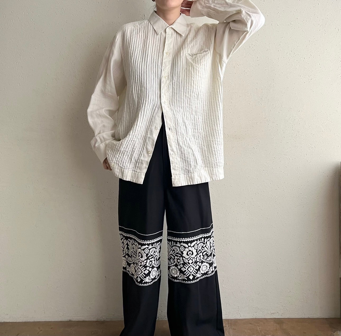 90s Pleated Design Shirt
