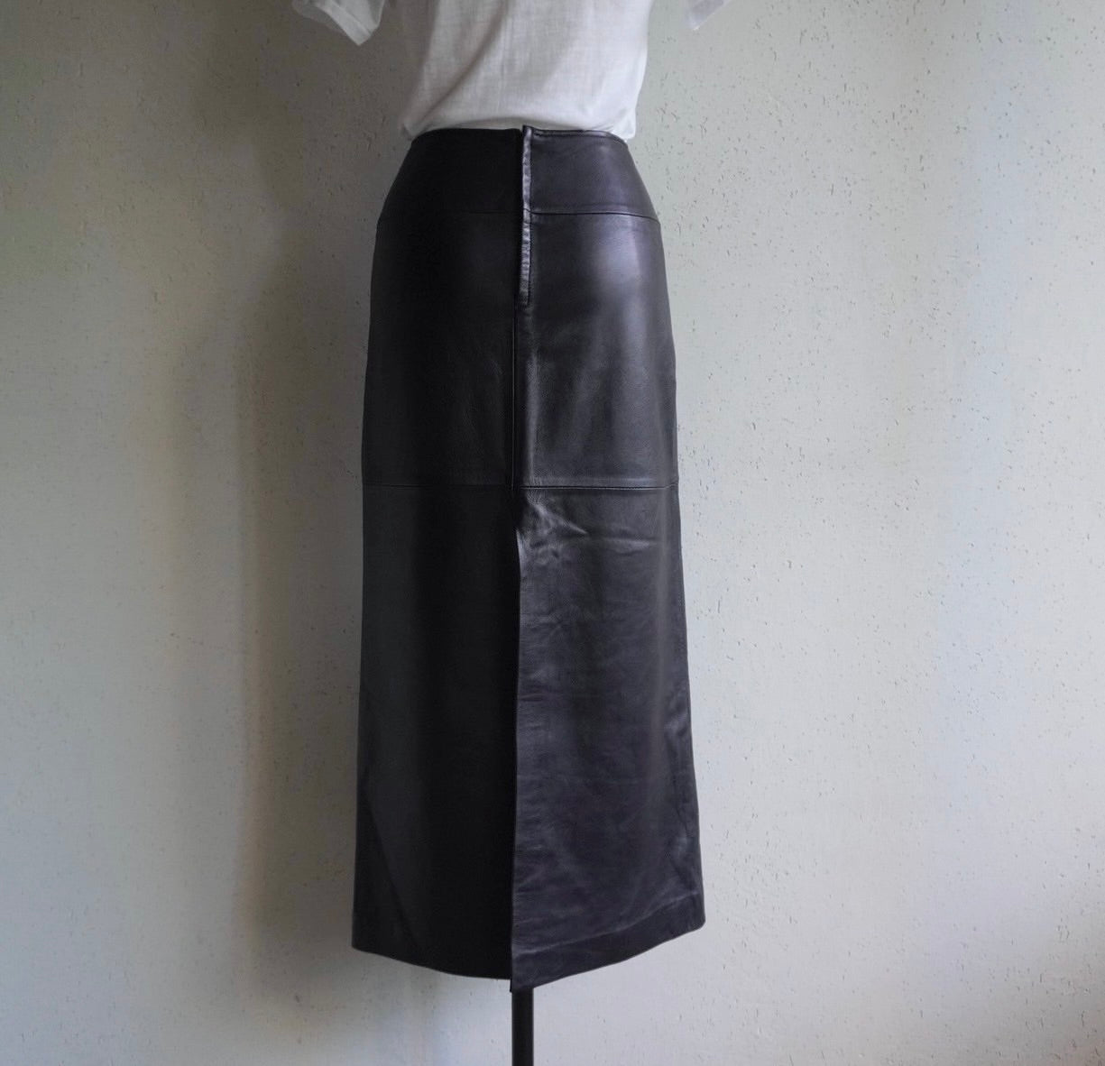 90s Black Leather Skirt