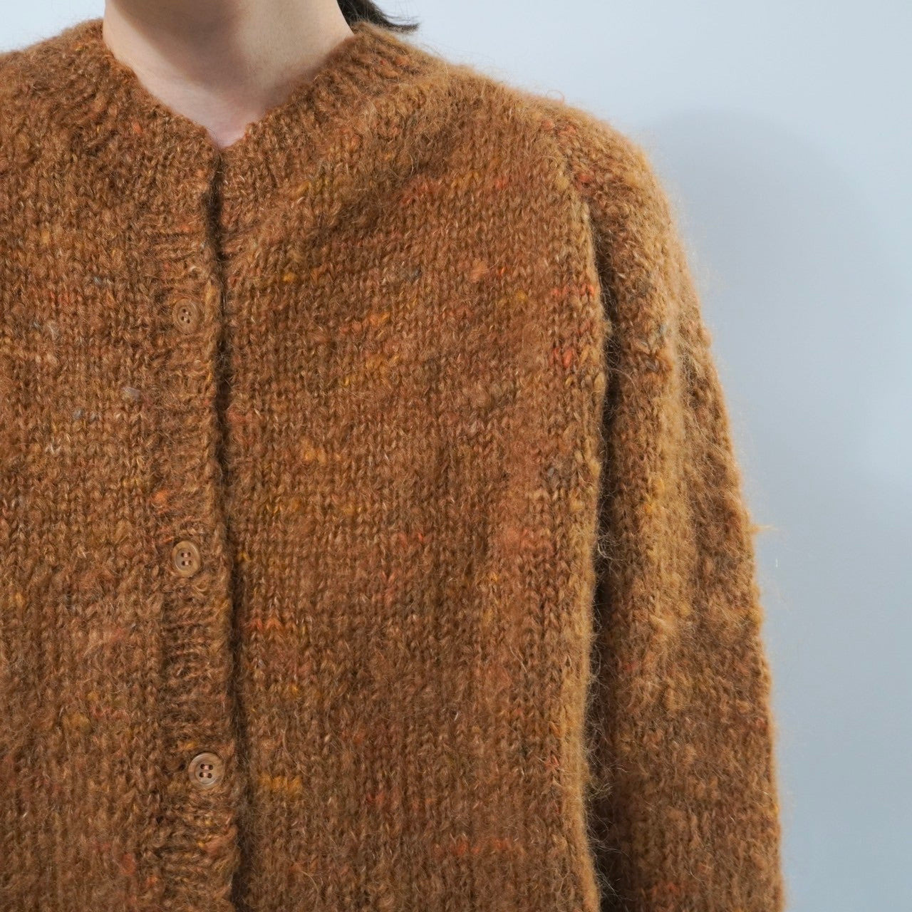 80s Brown Mix Knit Cardigan