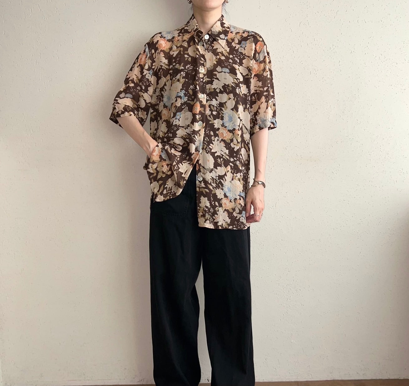 90s EURO Sheer Pattern Printed Shirt