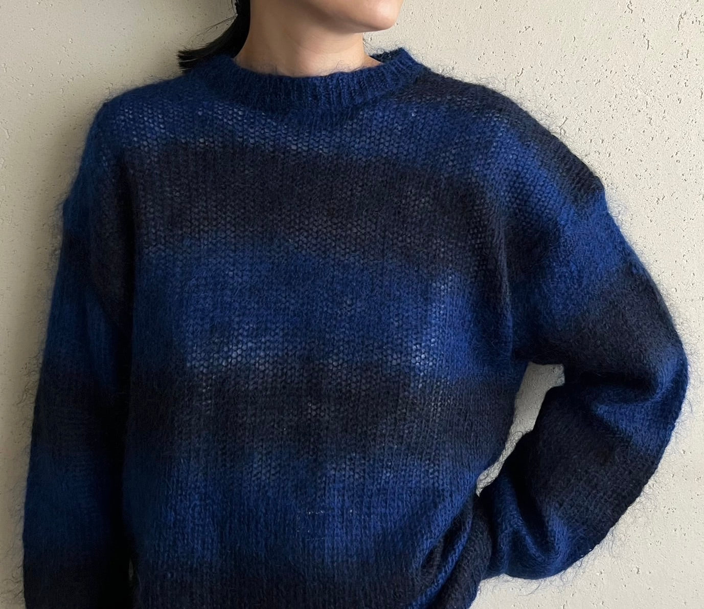 90s Black x Blue Mohair Knit