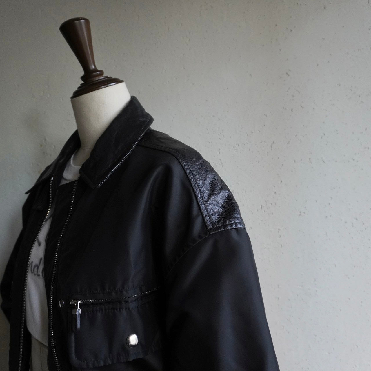 90s Nylon×Leather Jacket Made in USA