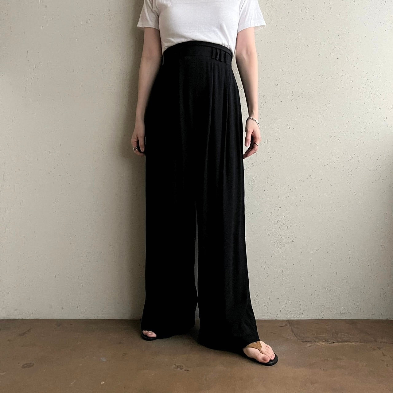 80s Black Wide Pants Made in USA