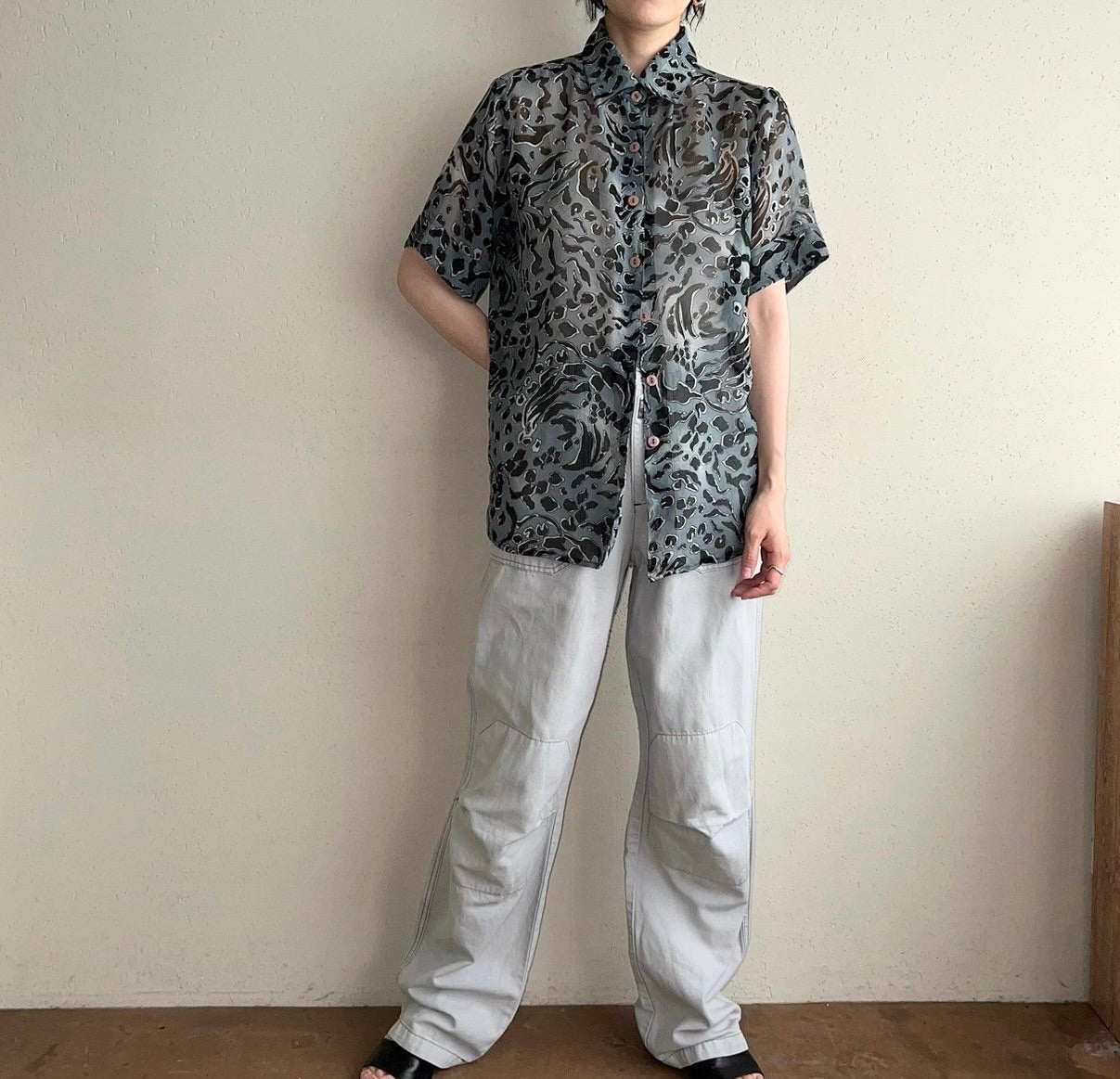 90s Sheer Pattern Printed Shirt