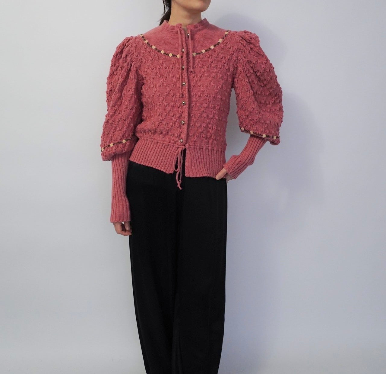 80s Embroidery Knit Cardigan