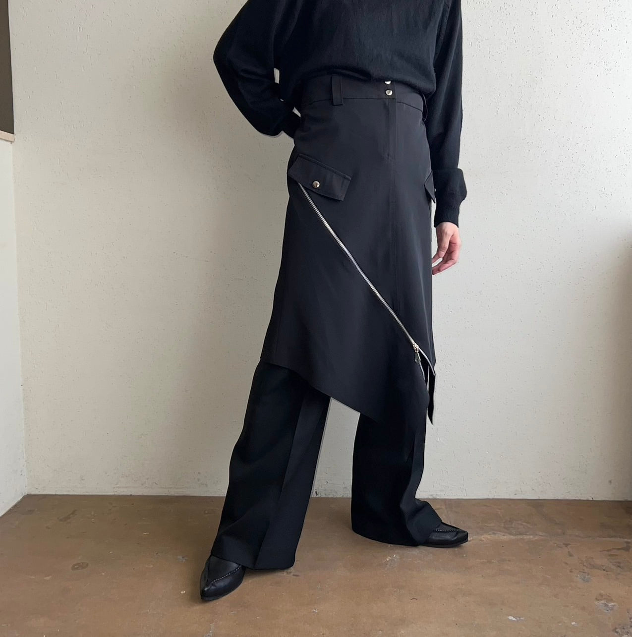 90s Zipped Design Skirt Made in France