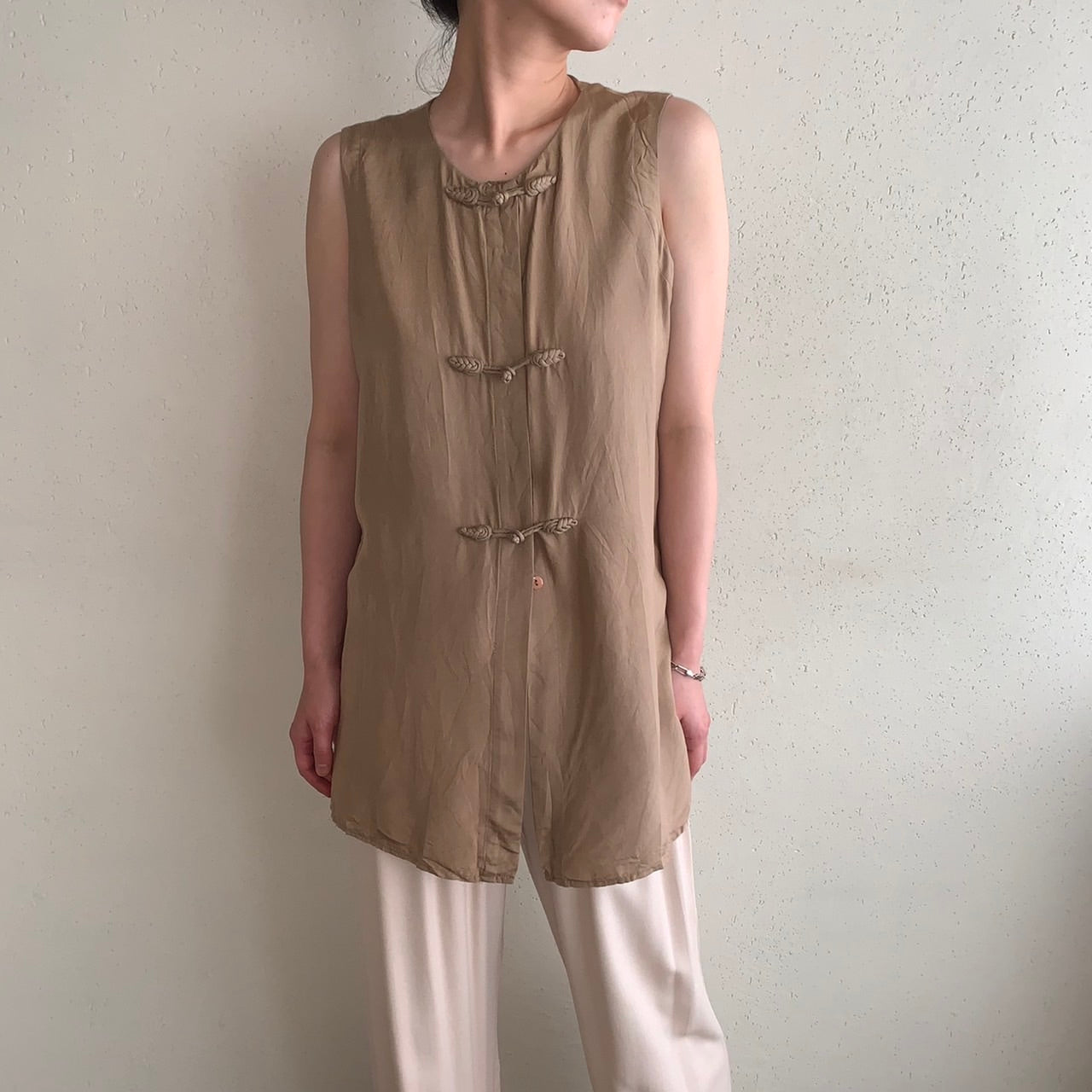 90s Silk Asian Design Blouse,Vest