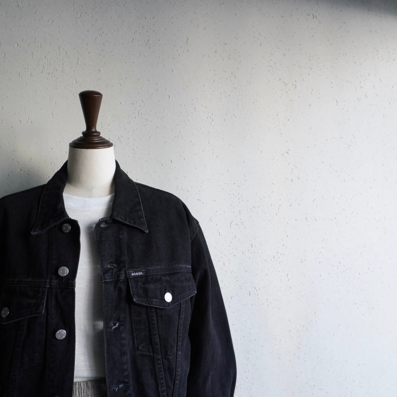 90s "GUESS" Black Denim Jacket Made in USA