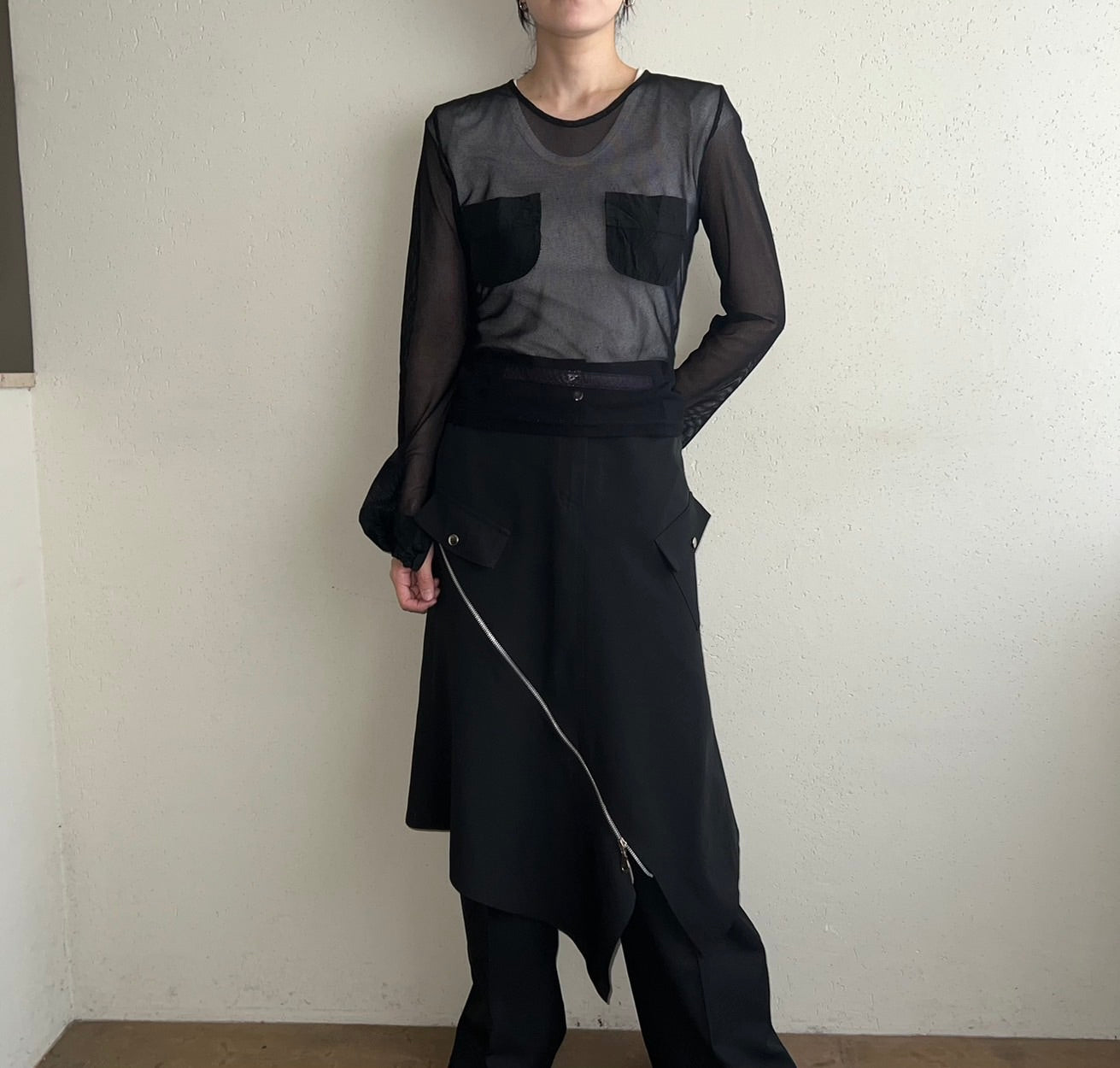 90s Zipped Design Skirt Made in France