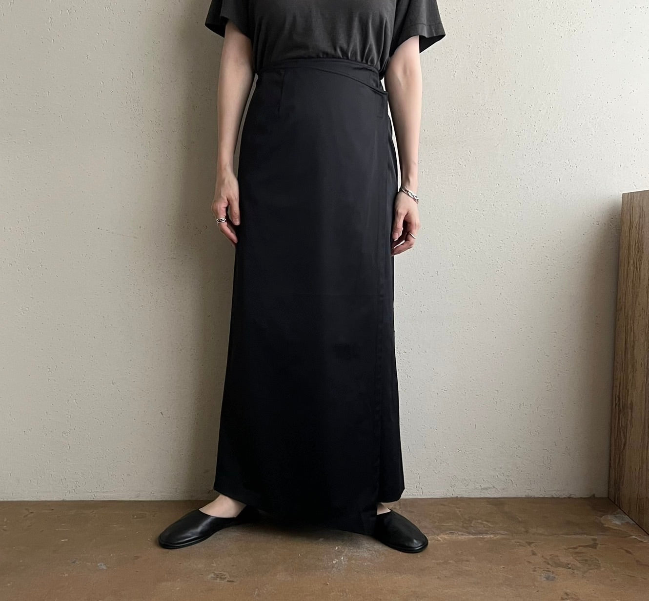 90s Black Wrap Skirt