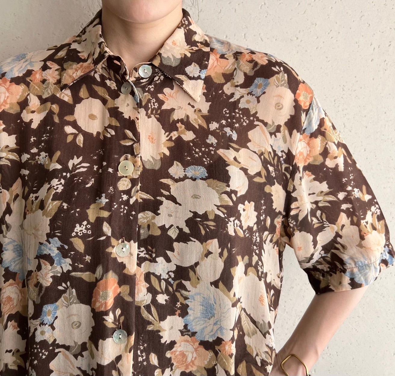 90s EURO Sheer Pattern Printed Shirt