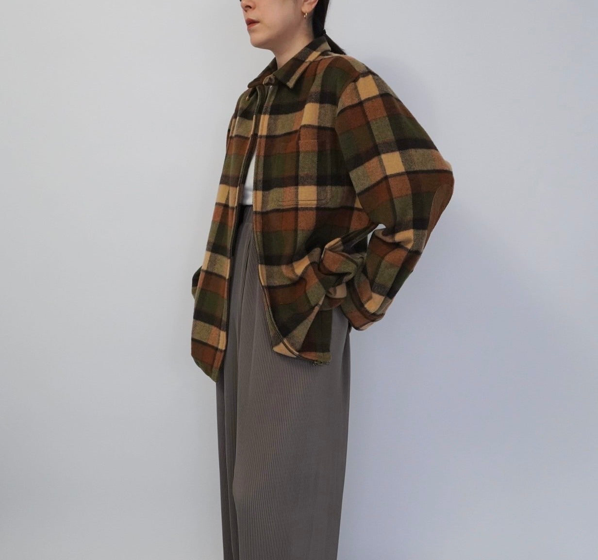 90s Zip Plaid Shirt, Jacket
