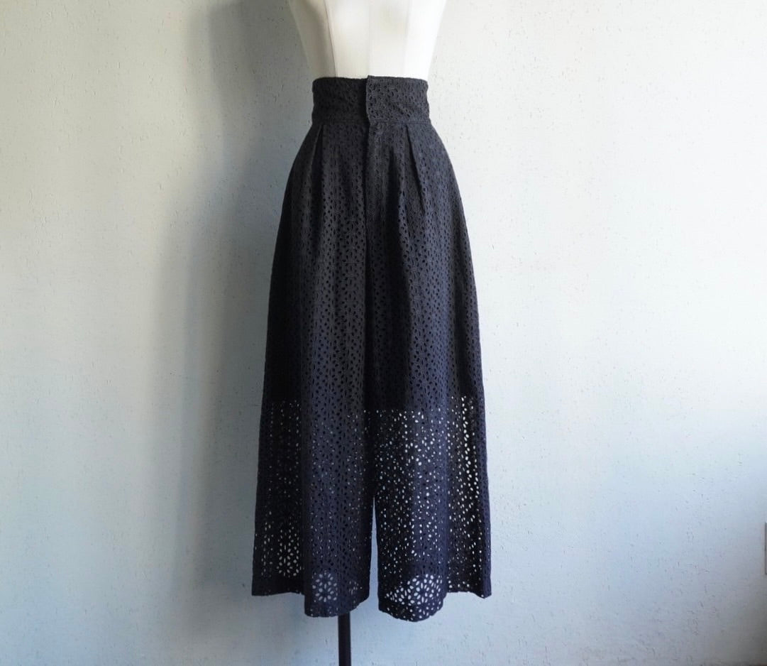 60s Cutwork Lace High Waisted Wide Pants