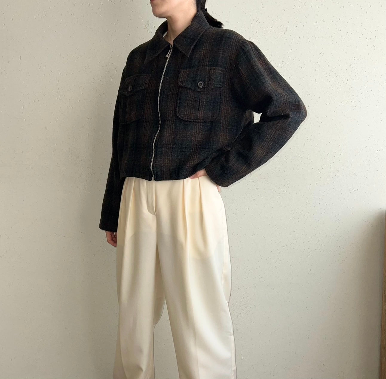 90s Plaid Zipped Jacket