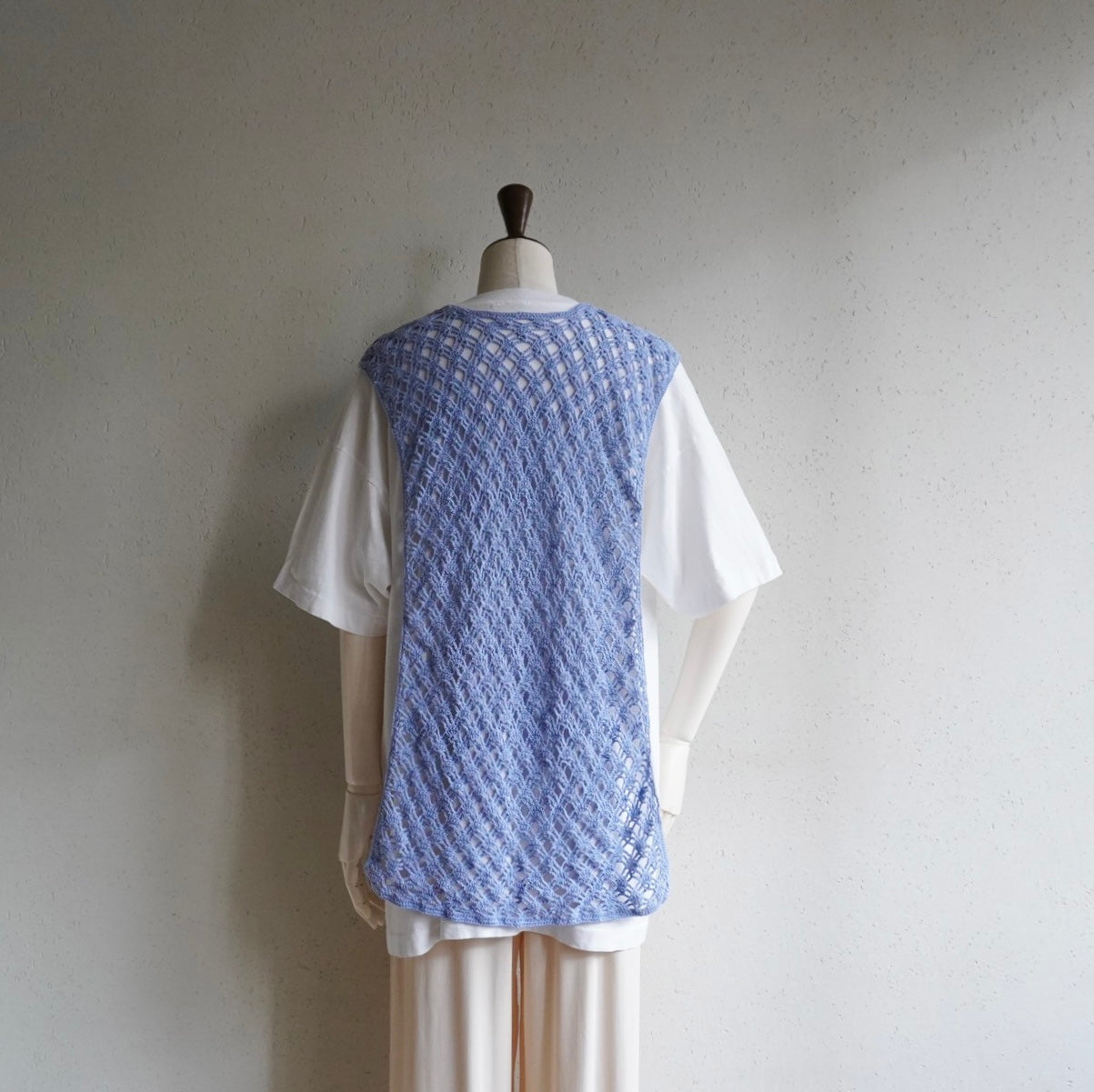 90s Light Blue Crochet Top