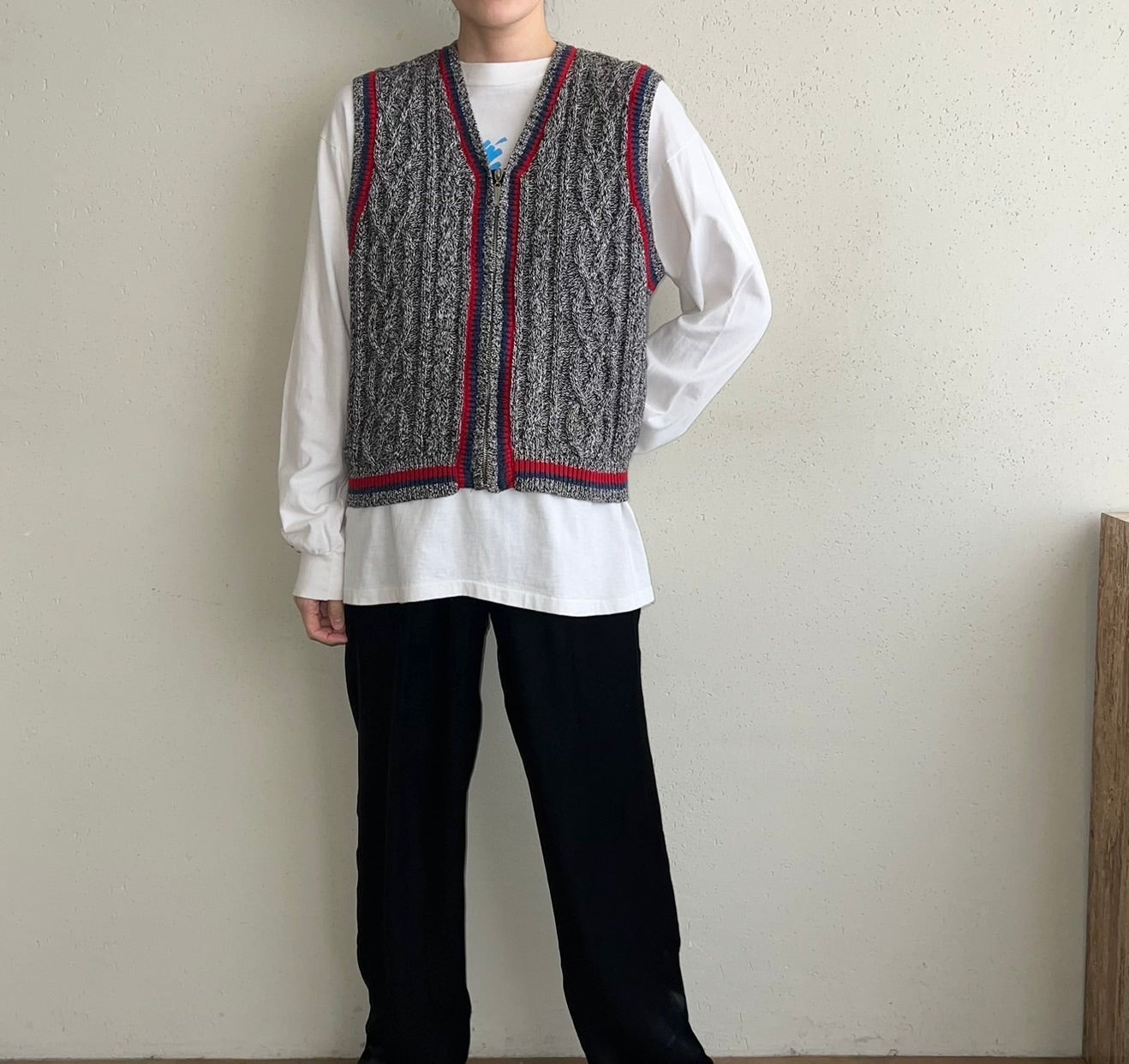 90s Zipped Cotton Knit Vest