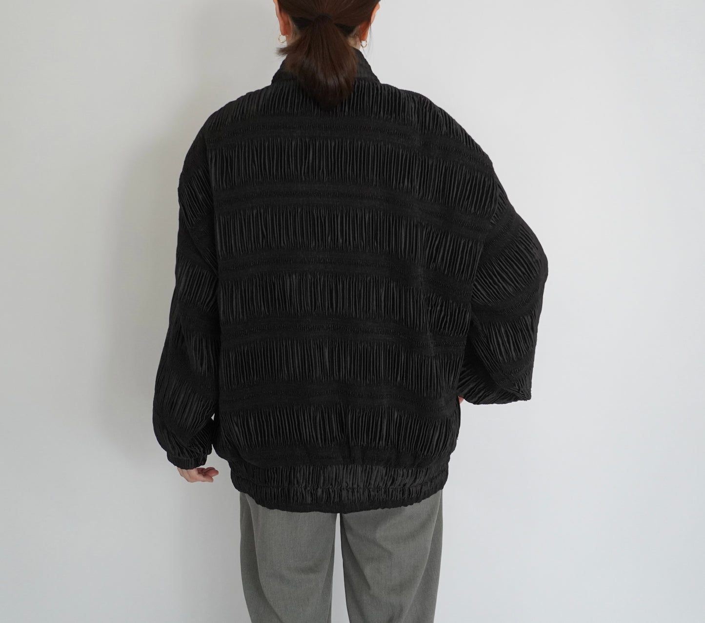 90s Black Pleat Jacket