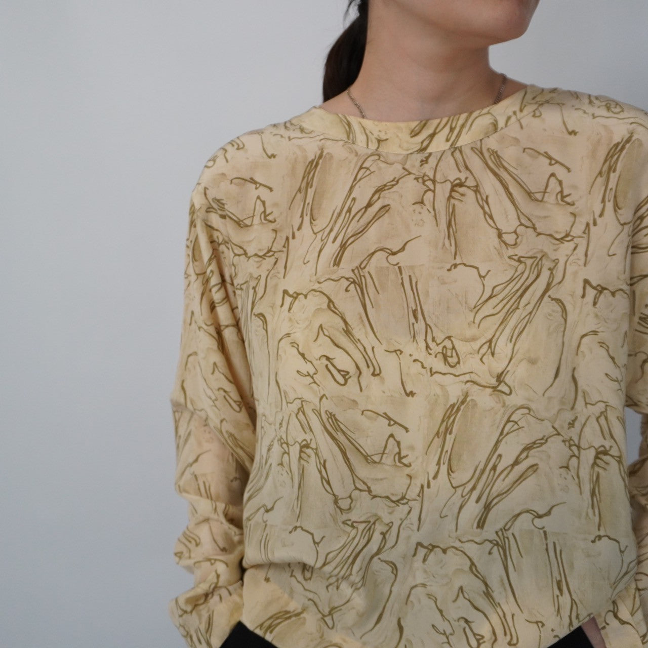 80s Silk Pattern Blouse