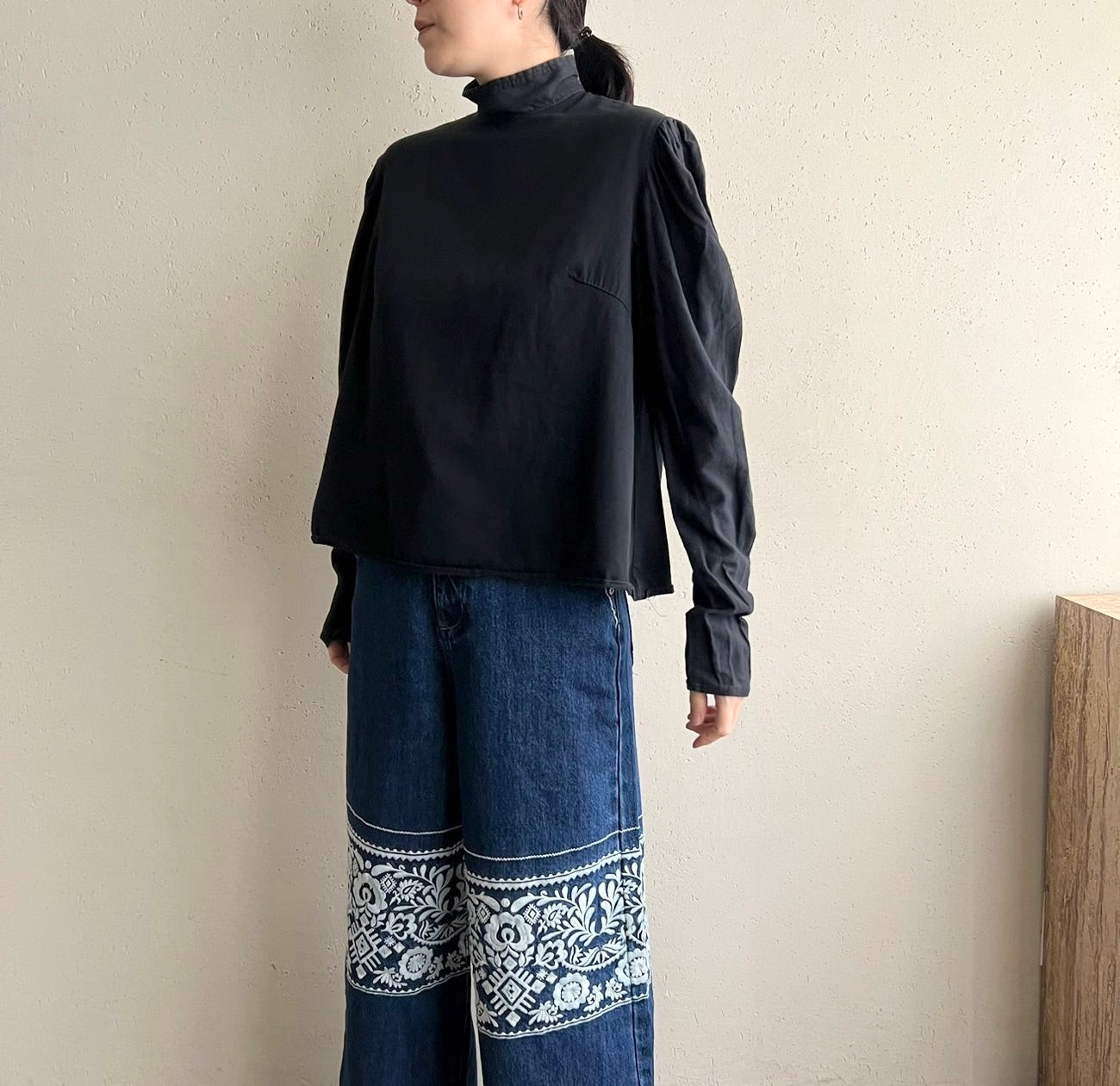 90s Black Blouse