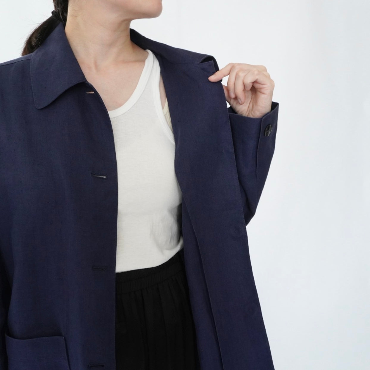 90s Navy Linen Jacket