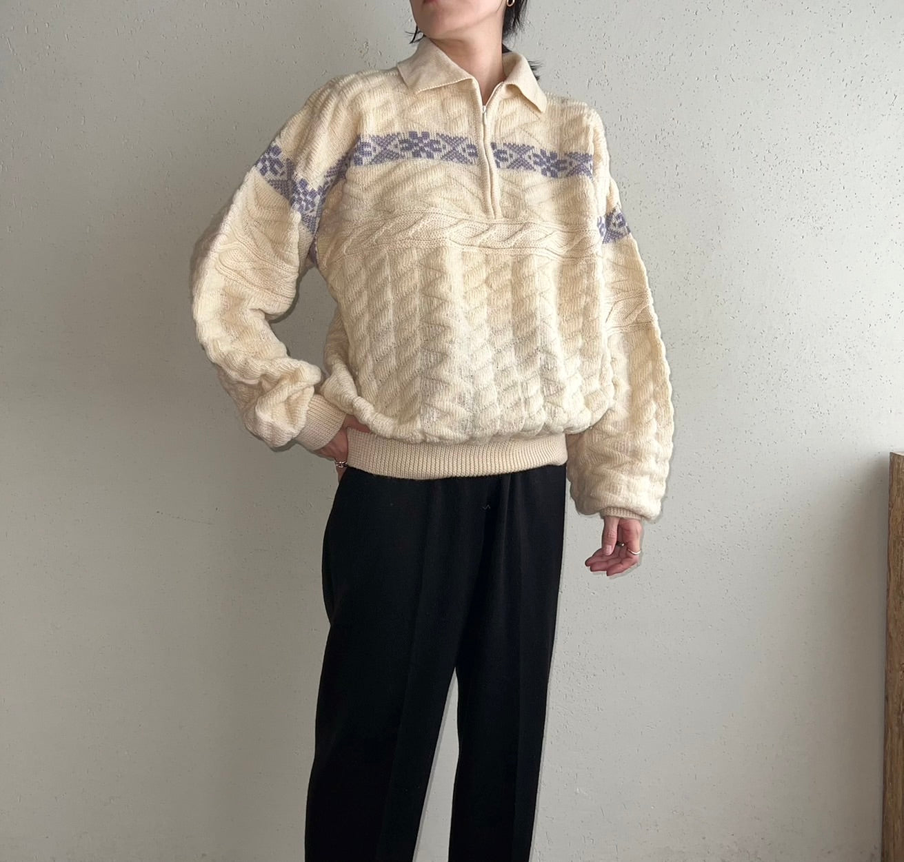 80s Zipped Wool Knit Made in Italy