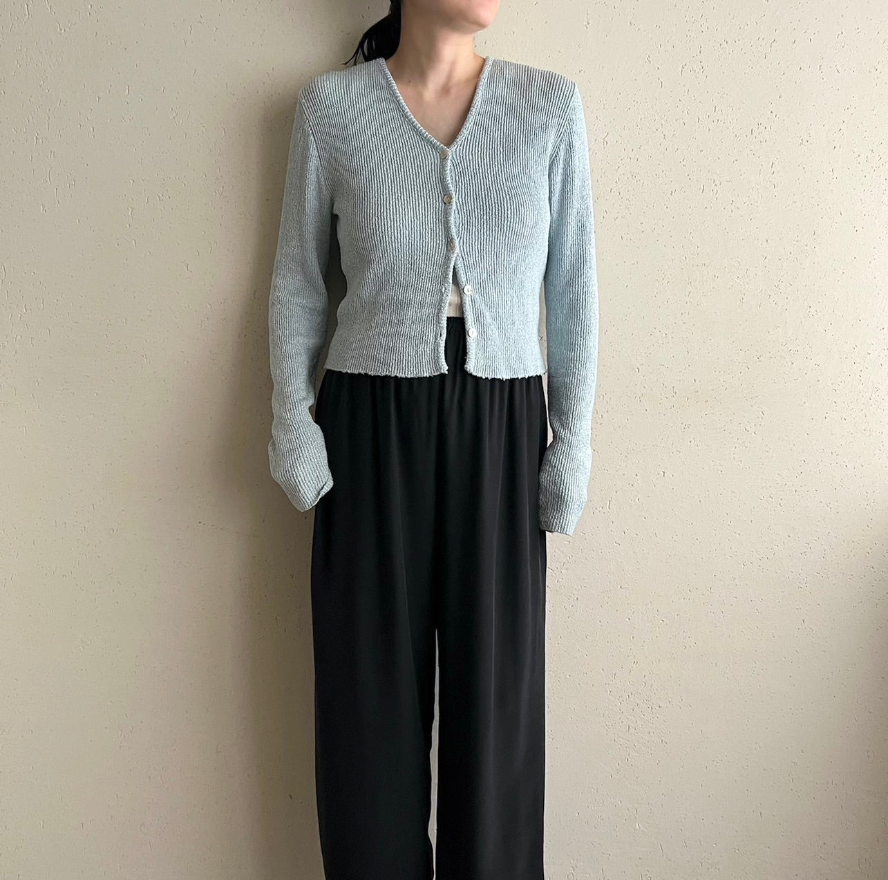 90s Ribbed Cardigan Made in USA