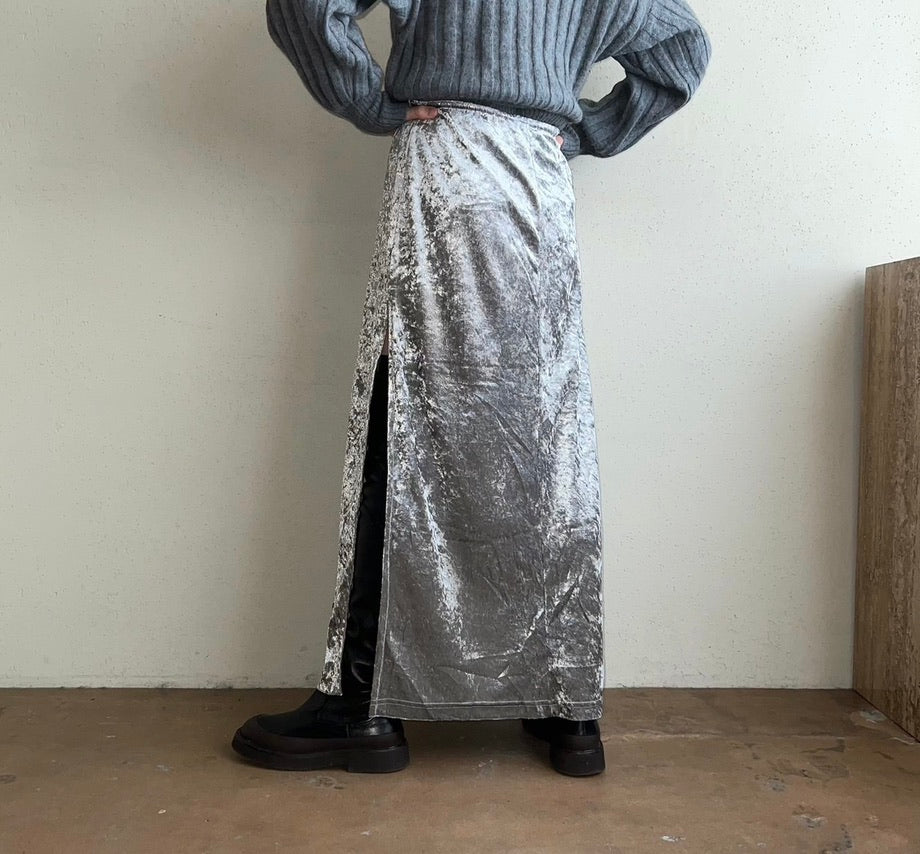 90s Velour Slit Skirt Made in USA