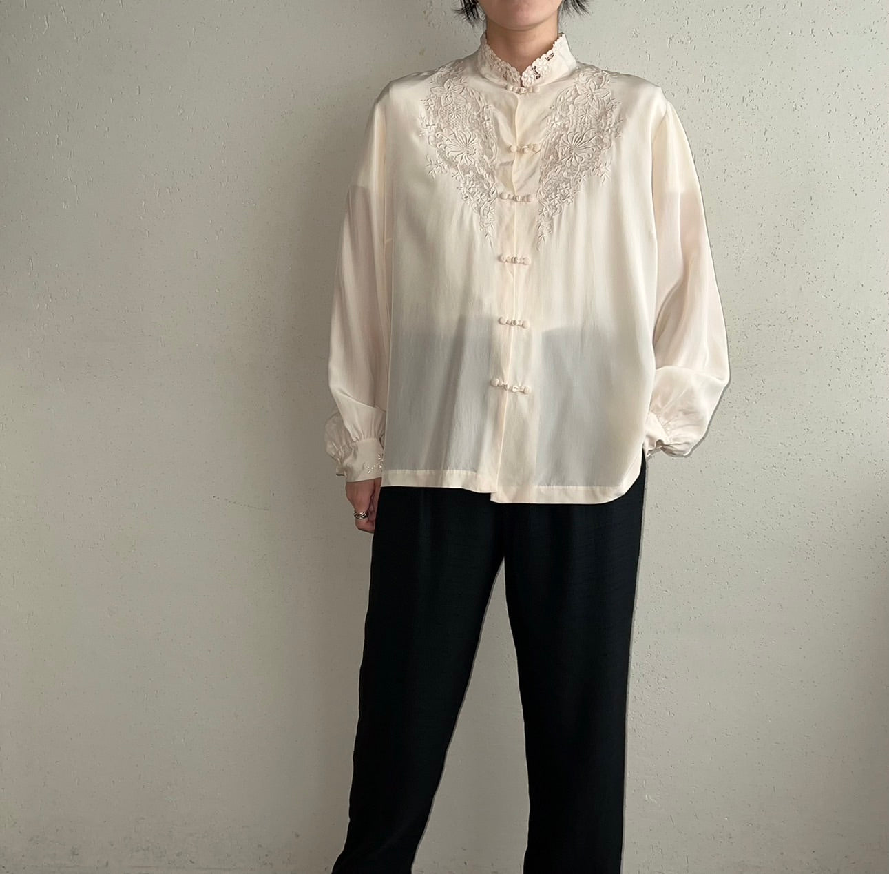 70s Silk Asian Design Blouse