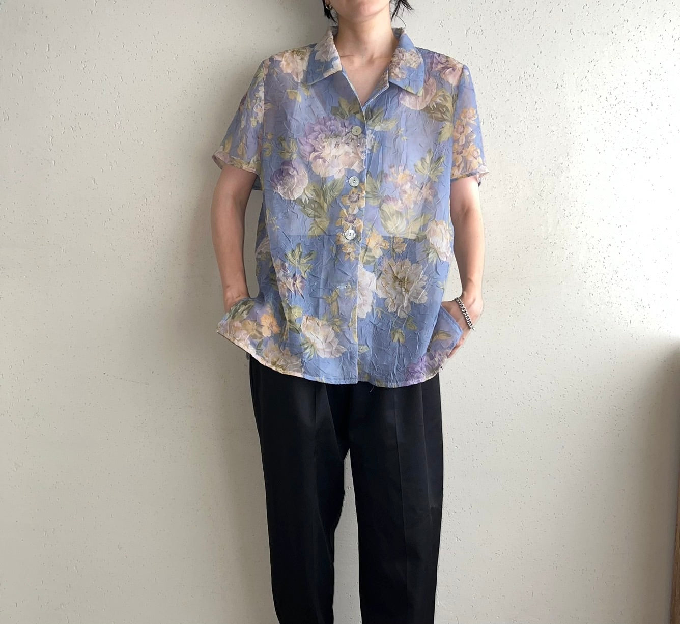 90s Printed Sheer Shirt