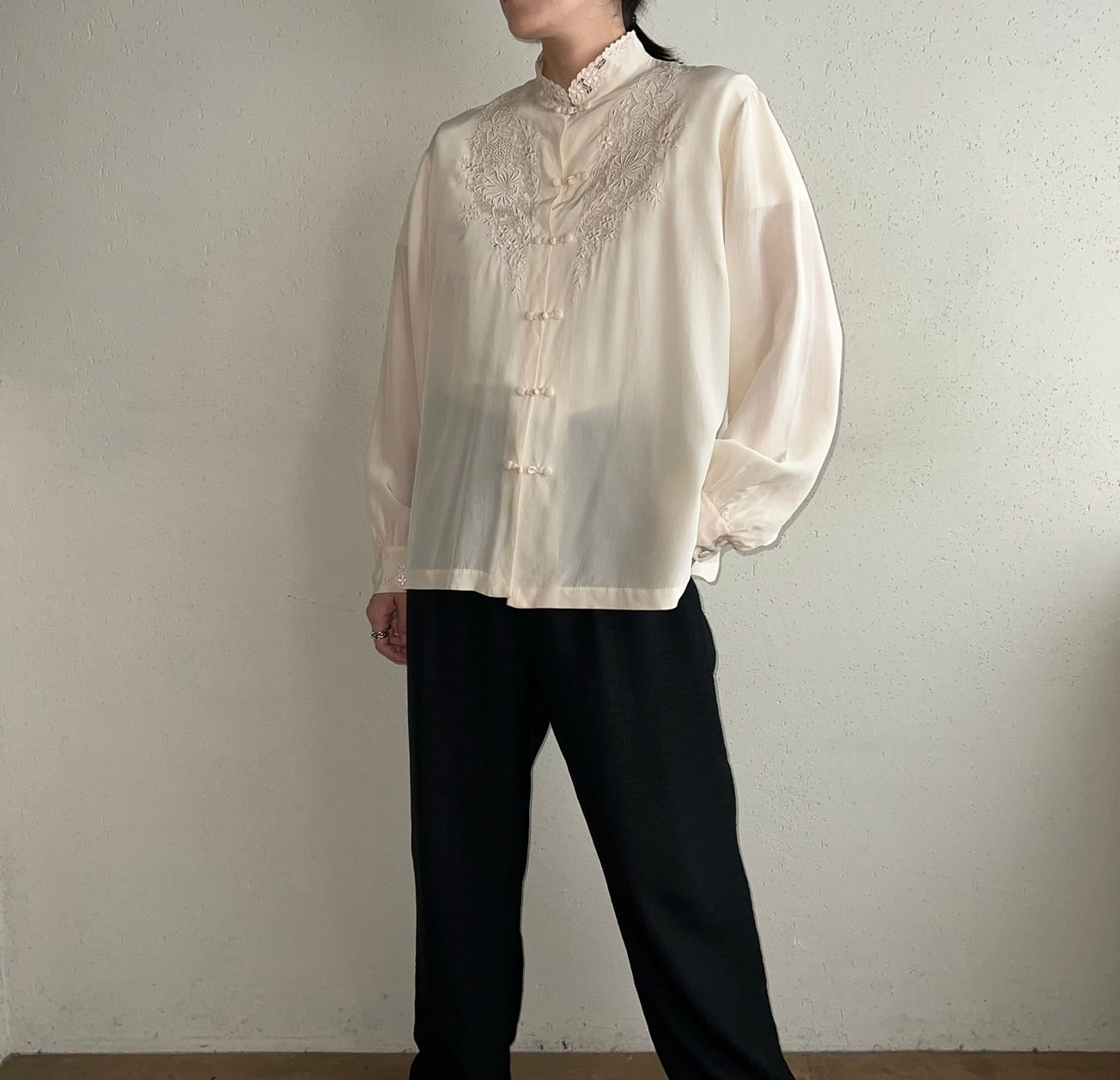 70s Silk Asian Design Blouse