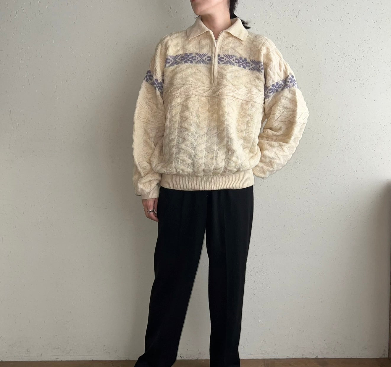 80s Zipped Wool Knit Made in Italy