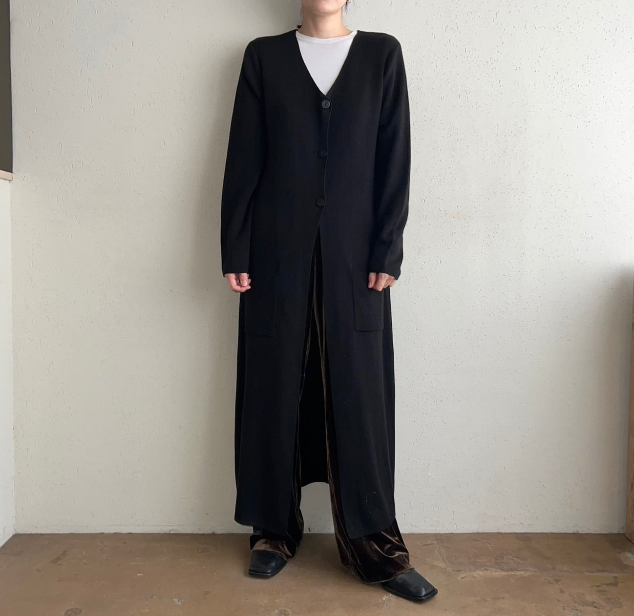 90s Black Long Cardigan