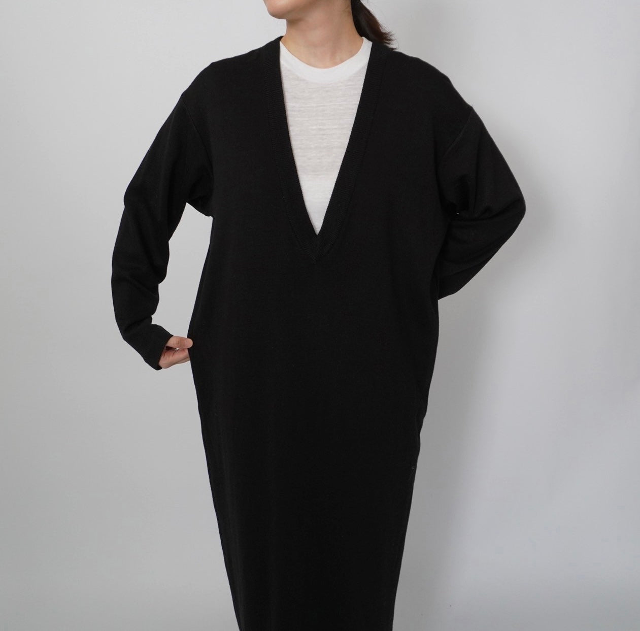 90s V Neck Knit Dress