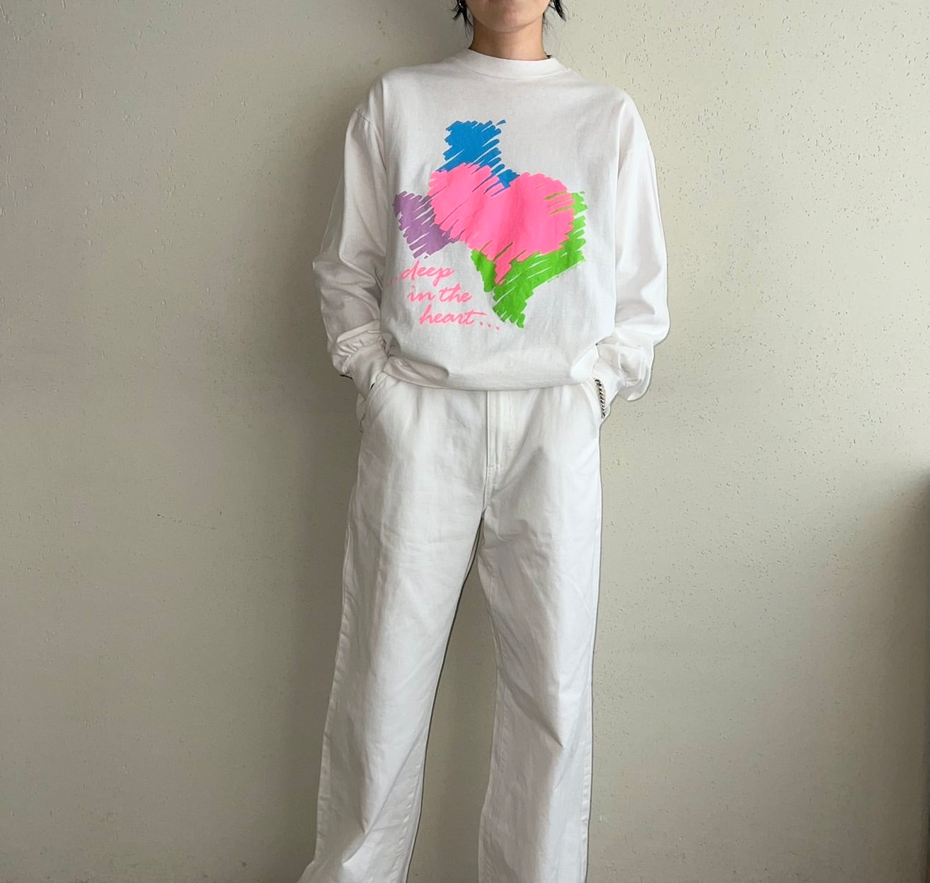80s Printed Long Sleeves T-shirt Made in USA