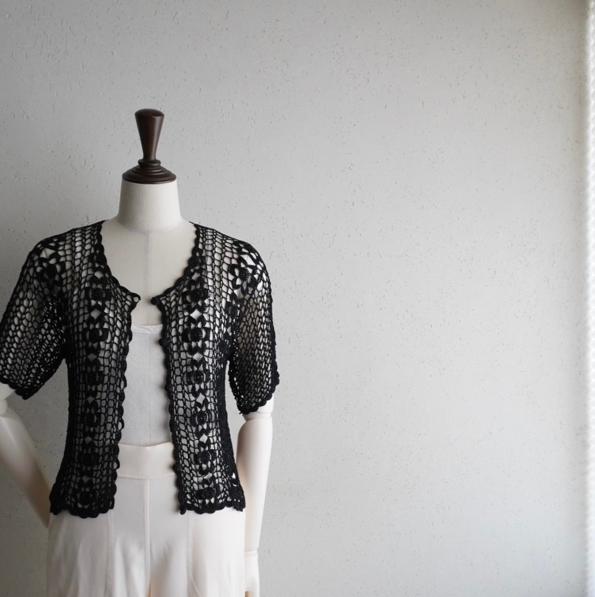 90s Black Crochet Top