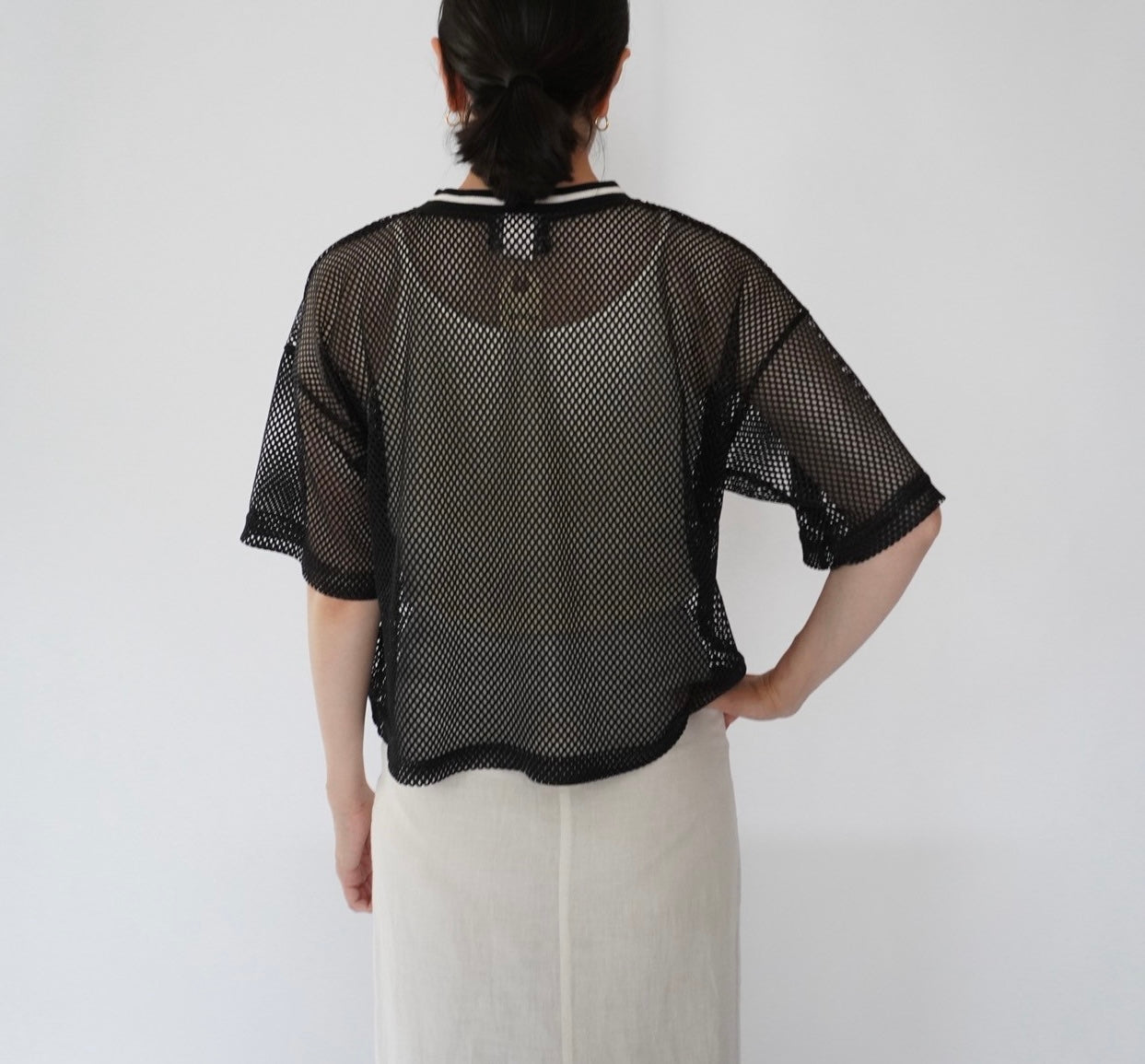 90s Black Mesh Top Made in USA