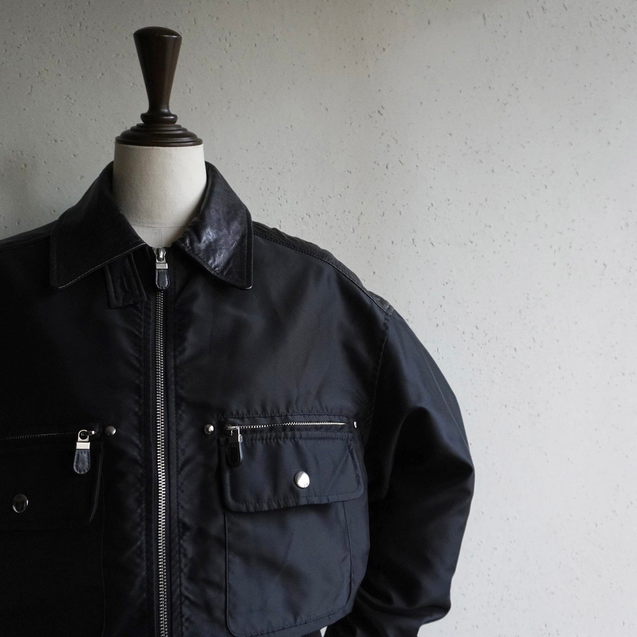 90s Nylon×Leather Jacket Made in USA