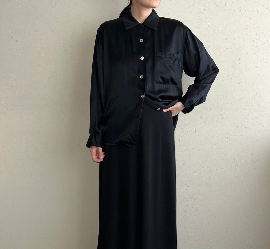 90s Black Silk Shirt