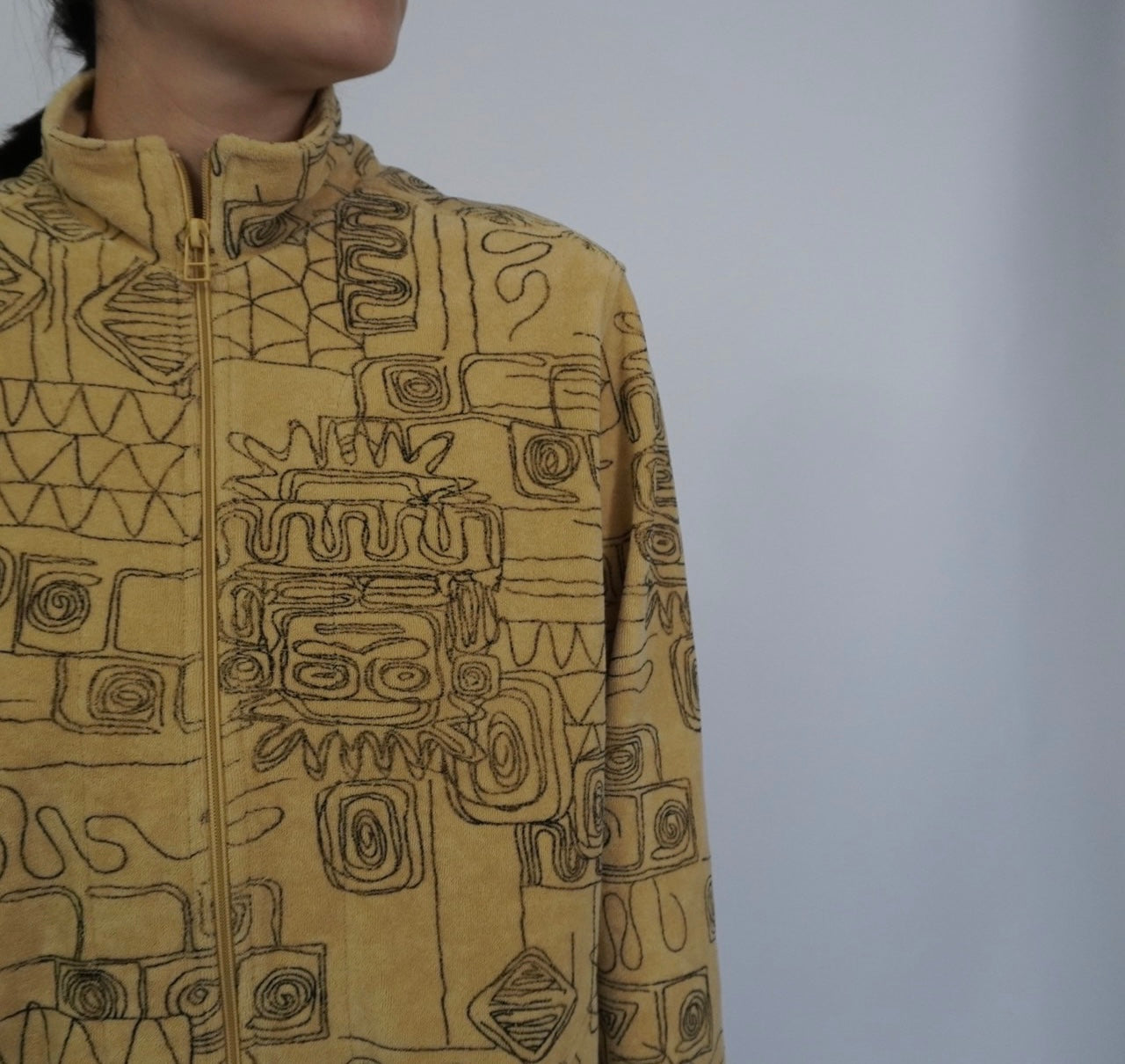 90s Abstract Printed Zip Top